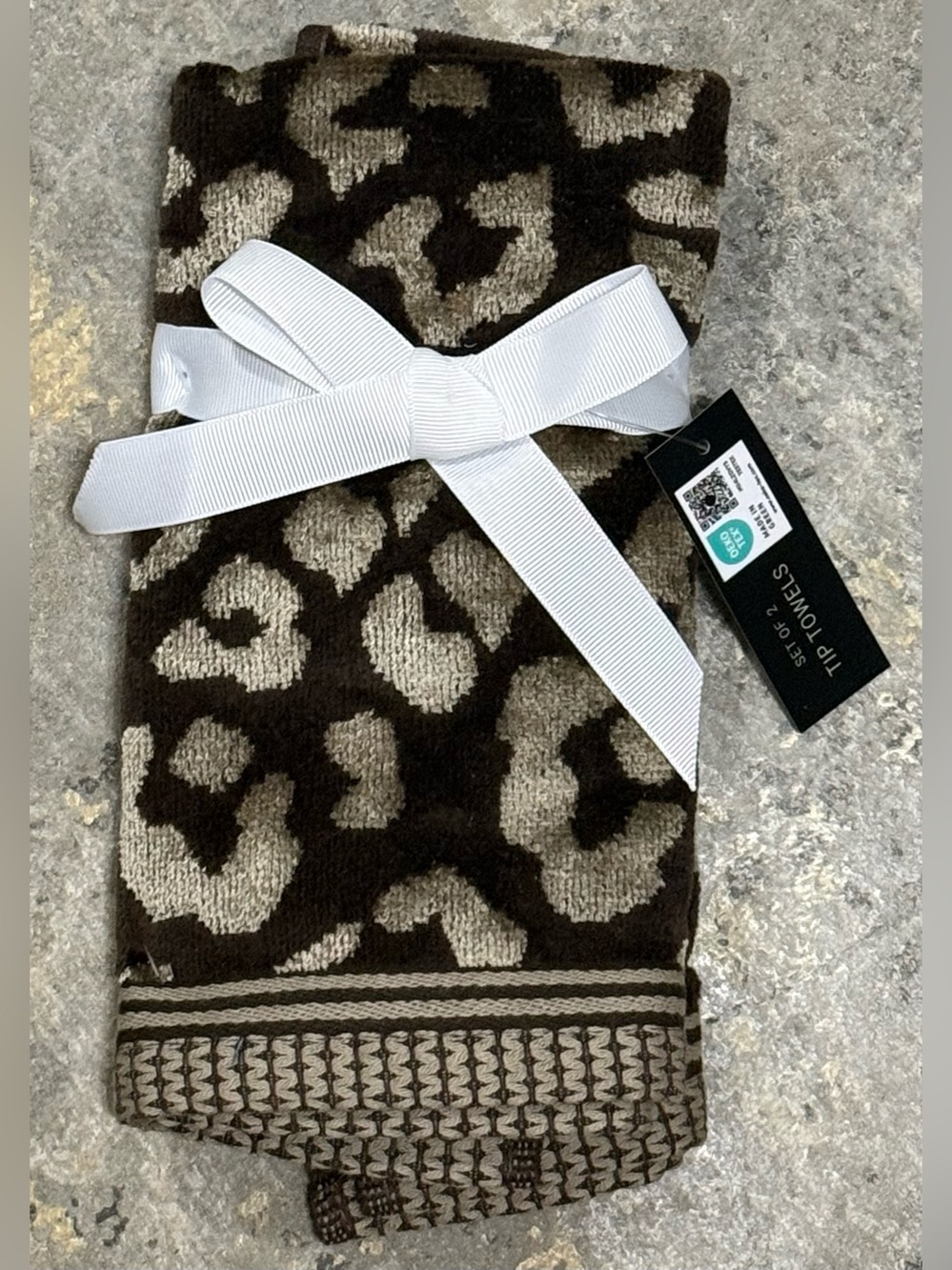 Rachel Zoe 2-Pc Leopard Animal Print Tip Towel Set - Cotton/Viscose - NWT
